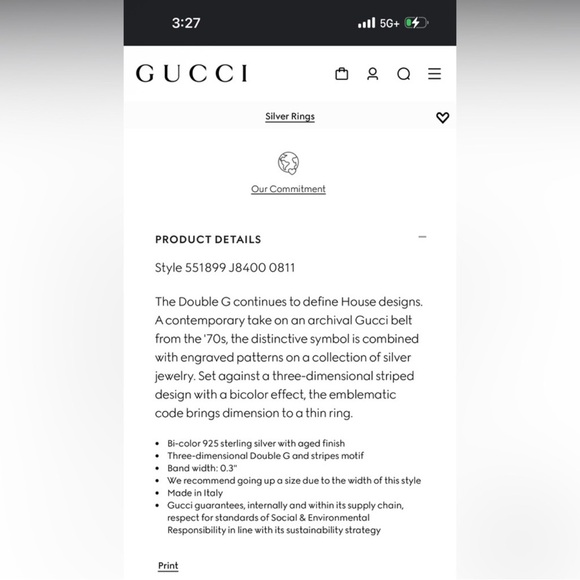 Gucci GG Marmont Wide Ring - Picture 7 of 7